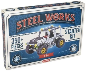 Schylling Steel Works Classic Steel Construction 4 x 4 Starter Set 350 Pieces - Picture 1 of 4