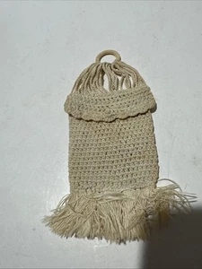 Antique Victorian Edwardian Crocheted Cotton Misers Finger Ring Coin Purse 5” - Picture 1 of 5
