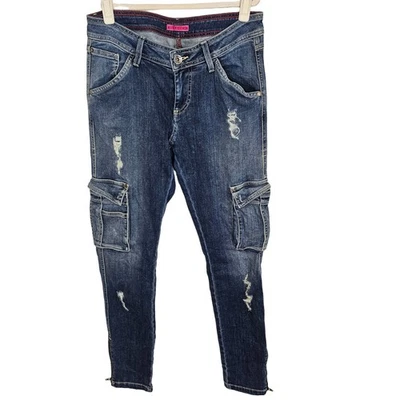 Джинсы узкие Alice + Olivia искусственно состаренные карго размер 10 универсальная уличная одежда с зип-подолом - Изображение 1 из 4