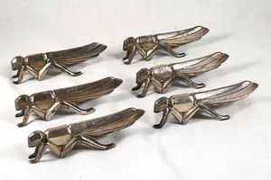 Art Deco Messerbänke / Messerbänkchen, verchromt, 6 Heuschrecken - Picture 1 of 6