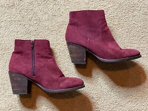 Seychelles Red Suede Leather Cowboy Heeled Western Zip Up Boots Ankle Booties 8