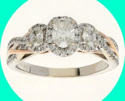 Vera Wang Love Collection 3 Stone Diamond Engagement Ring 1.30CT 14K 7.75 + Box - Image 1 of 4