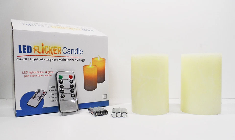 Juego de 2 velas de cera sin llama con control remoto blancas Foto 1 de 1