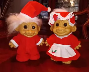 2 - Muñecas de Navidad Russ Troll Mr. & Mrs. Santa Claus en pijama - 7 pulgadas - Imagen 1 de 5