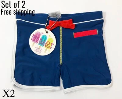 Deux Par Deux Pantalones Cortos de Natación Traje de Baño Azul Talla 2T Conjunto de 2 Foto 1 de 3