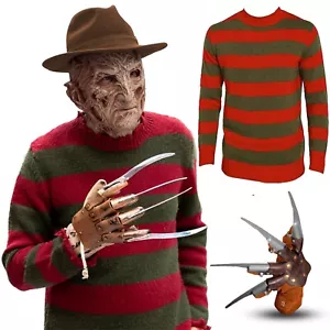 Kids Freddy Kruger Jumper & Claw Glove for Halloween Fancy Dress Costume - Picture 1 of 4