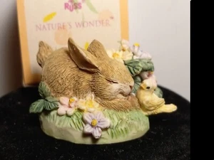 Vintage RUSS "Nature's Wonder" Bunny Canary Bird Flower Figurine 13977 RARE Box - Picture 1 of 20