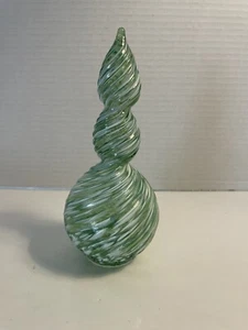 Murano Style 6 3/4” Green Swirl Handblown Art Glass Piece - Picture 1 of 5