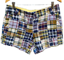 J CREW (8) Dark Madras Patchwork Plaid City Fit Shorts 100% Cotton EUC