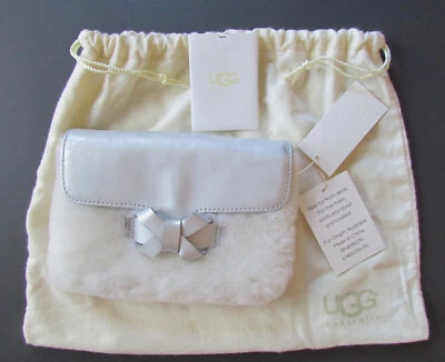 UGG Bag Bow Shearling Clutch I Do! Wedding Collection White Silver New $105 - Image 1 of 4