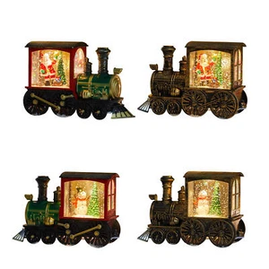 Christmas Train Snow Globe Lighted Glitter Snow Globe Battery Ornaments - Picture 1 of 11