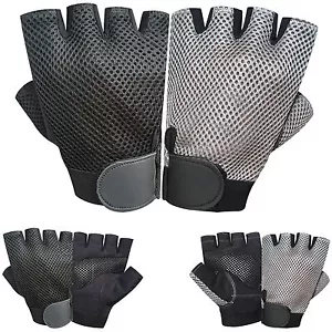 Guantes deportivos de espuma de ciclismo de medio dedo acolchados con malla sin dedos para gimnasio 611-612 - Imagen 1 de 5