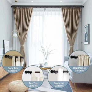 Rod For Window size 28~48" long HD Metal 1" Dia. Window Curtain Rod holder Black - Picture 1 of 6