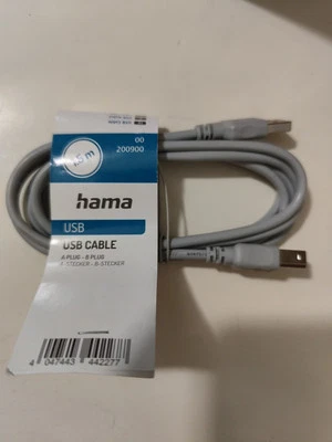 Hama USB USB-B/USB-A 2.0 M/M Kabel 1,5m Grau Neu - Bild 1 von 2