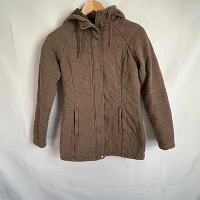 Chaqueta acolchada para mujer The North Face abrigo acolchado marrón con capucha al aire libre Foto 1 de 4