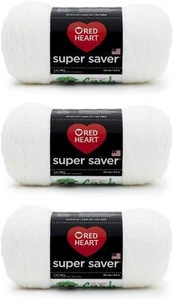 Super Saver Soft White Yarn 3Pack of 198g 7oz Acrylic 4 Medium Worsted 3 - Picture 1 of 9