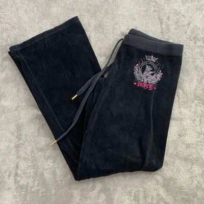 Pantalones deportivos vintage Juicy Couture para mujer terciopelo medio tiro bajo acampanado Y2K EE. UU. Foto 1 de 4