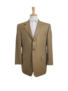 Canali Men's Dark Yellow Windowpane Sport Coat Jacket Made in Italy Size 40 R - Picture 1 of 8