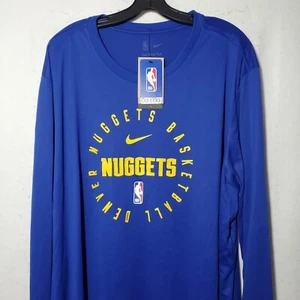Denver Nuggets Shirt Mens 3XL Blue Long Sleeve Logo Crewneck Tee Lightweight NWT - Picture 1 of 10