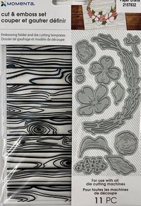 Carpeta de troqueles y coronas florales y grano de madera Momenta - 11 piezas madera de flores - Imagen 1 de 1