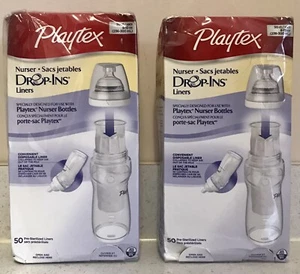 2 Playtex Nurser Drop-Ins Liners 8-10oz Nurser Bottle 100 2x50 ct Damaged Boxes - Picture 1 of 1
