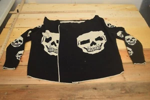 Tripp NYC Skull Woven Knit Sweater Cardigan One Size Fits All Rare AOP - Picture 1 of 11