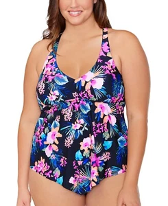 Raisins Curve Plus Size Freshwater Trinidad Tankini Swim Top (Black Sand 18W) - Picture 1 of 2