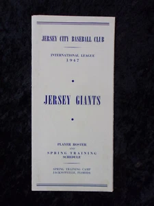 Vintage 1947 Jersey Giants International League Roster and Training Schedule 662 - Picture 1 of 1