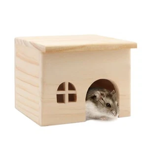 Hamster Wooden House Small Animals Hideout Home for Rat Mice Gerbil Mouse Rab... - Picture 1 of 8