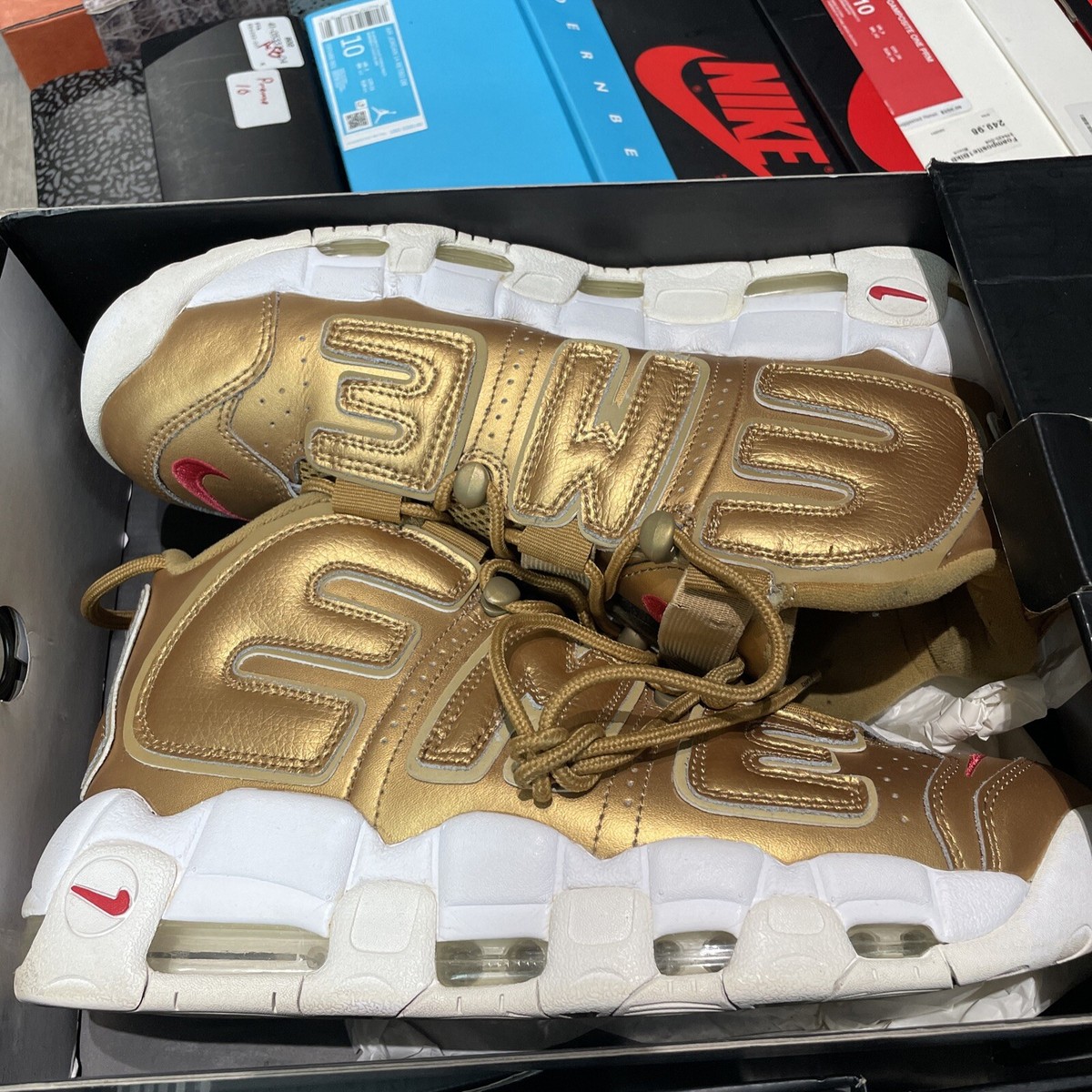 Nike Supreme x Air More Uptempo Metallic Gold for Sale Nike Supreme x Air More Uptempo Metallic Gold for Sale