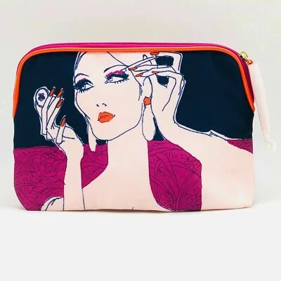 Bolso de Cosméticos Estee Lauder Naranja Satinado Cremallera ~ Nuevo sin etiquetas Foto 1 de 4