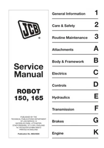 JCB Robot 150 165 Excavadora de Orugas Manual de Servicio | CD O USB - Imagen 1 de 8