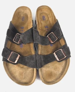Birkenstock Mens ARIZONA Dark Brown Suede Leather Sandals Sz 46 /US 13 - Picture 1 of 7