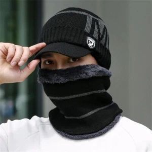 Winter Knitted Hat Men Balaclava Beanie Hat Neck Warm Fleece Warm Scarf Cap AU - Picture 1 of 16