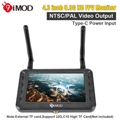 9IMOD 4.3inch FPV Monitor 5.8G Receiver 800x480 LCD Display for RC Car FPV Drone - Image 1 of 4