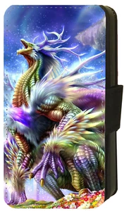 Dragon Coloured Gothic Mythical iPhone/Pixel/Galaxy Printed Flip/Wallet Case (F - Picture 1 of 9