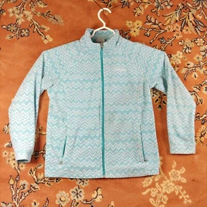 Columbia Blue White fleece zip up Jacket Coat ski boys girls youth sz 18 20 XL - Picture 1 of 10