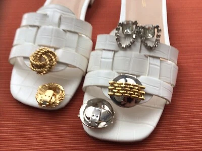 3 Pares de Clips para Zapatos 2 AZUL Hecho en Francia Tono Dorado-Plata Estrás Cuelga Foto 1 de 4