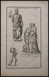 1719 Antique Print Greek Military Outfit Armor Telamon - Picture 1 of 1