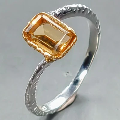 Joyería Regalo Anillo Citrino Natural Plata de Ley 925 Talla 6.5/R446655 Foto 1 de 4