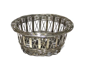 Silver Metal Woven Wire Basket Round Small Bowl - Picture 1 of 5