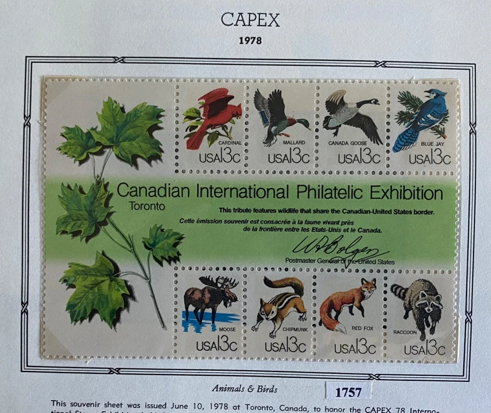 US 1978. Capex.  Sc#1757 (S/S of 8.).  MNH.  13c. - Image 1 of 1