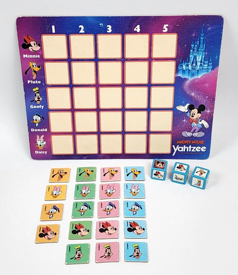 1988 Disney Mickey Mouse Vintage Yahtzee Peças de Reposição NÃO Completas - Imagem 1 de 4