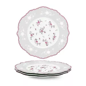8 Inch Porcelain Dessert Plates Set Of 4 Lace Serving Bowls Set For Salad Soup P - Picture 1 of 7