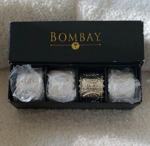 Set of 4 Bombay Silver Plated Baroque Style Napkin Rings-New In Box - Picture 1 of 4