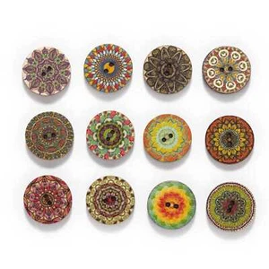 50pcs Retro Series Wooden Buttons fit Scrapbook Sewing Clothing Crafts Handmade - Picture 1 of 3