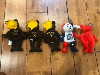 LOT OF 5 BEANIE BABIES BABE RUTH ROGER MARIS ALL-STAR GAME SOSA WITH TAGS CASES - Image 1 of 4