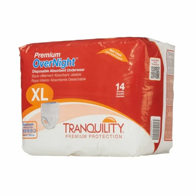Tranquility Premium Overnight Disposable Underwear, XL - 14 Count