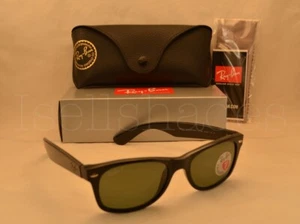 Ray Ban NEW WAYFARER (RB2132-901/58 52) Black with Crystal Green Polarized Lens - Picture 1 of 5