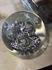 XL Glass Paperweight Sculpture with Controlled Bubbles , Cased  Glass Flower ￼